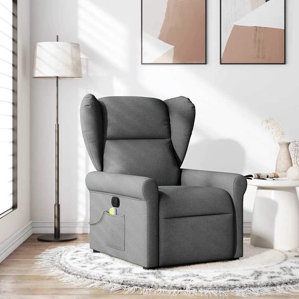 vidaXL Massage-Relaxsessel, Stoff, Dunkelgrau