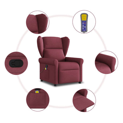 vidaXL Massagesessel Weinrot Stoff