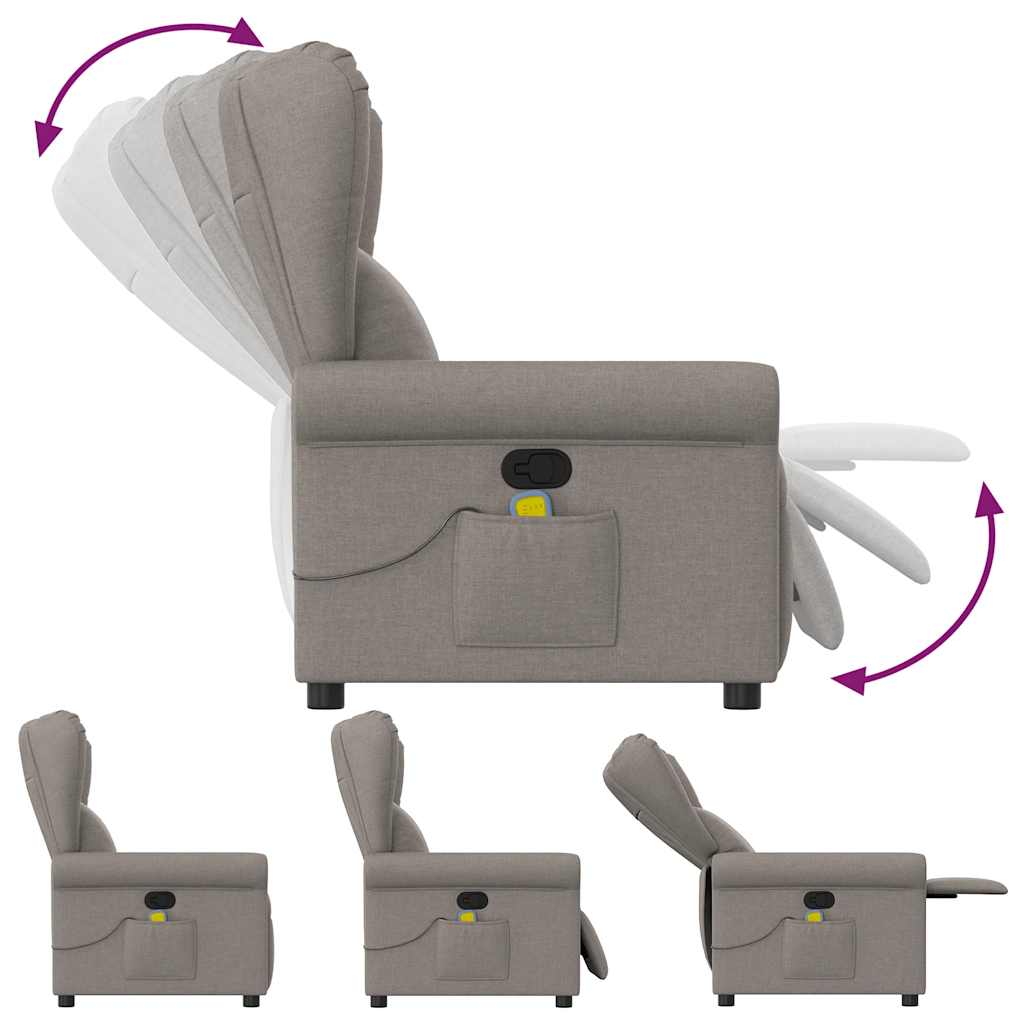 vidaXL Massagesessel Taupe Stoff