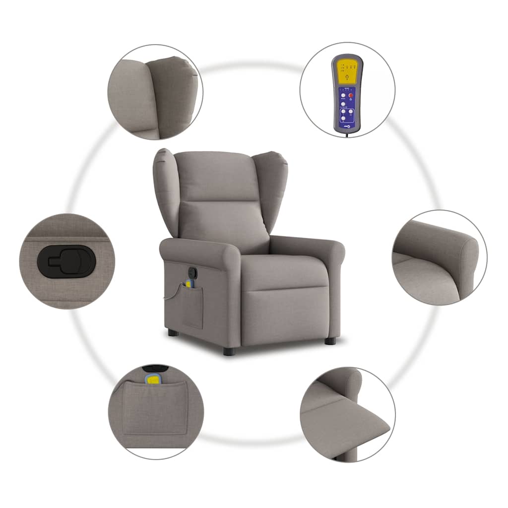 vidaXL Massagesessel Taupe Stoff