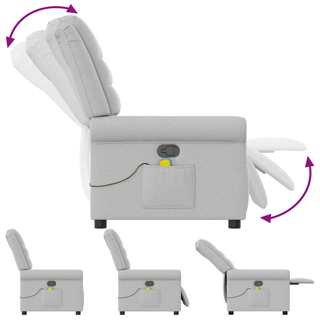 vidaXL Fauteuil de massage gris nuage en tissu