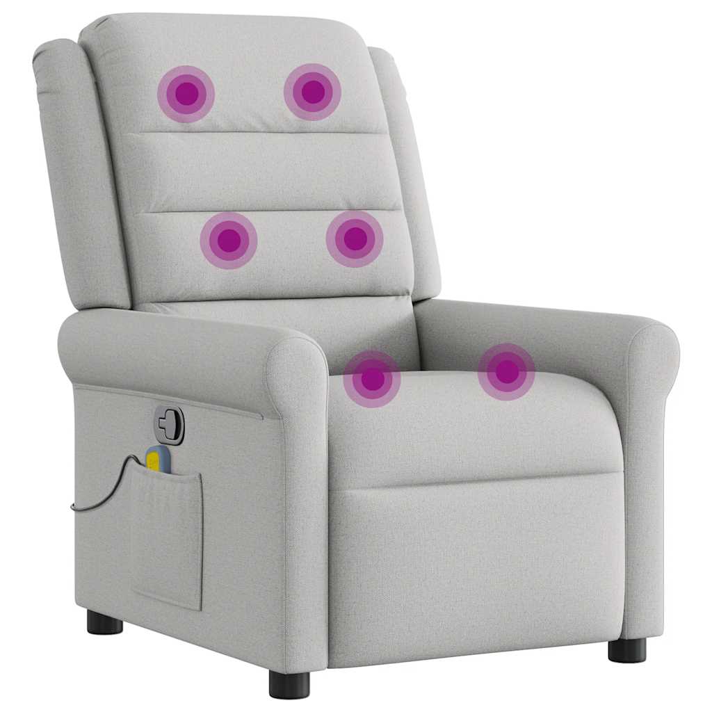 vidaXL Fauteuil de massage gris nuage en tissu