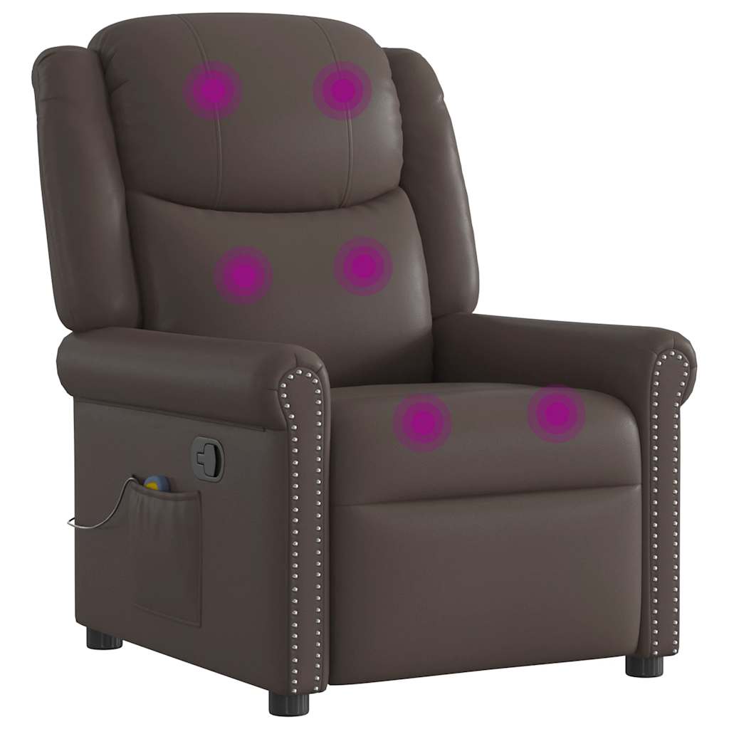 vidaXL Massagesessel Braun Glänzendes Kunstleder