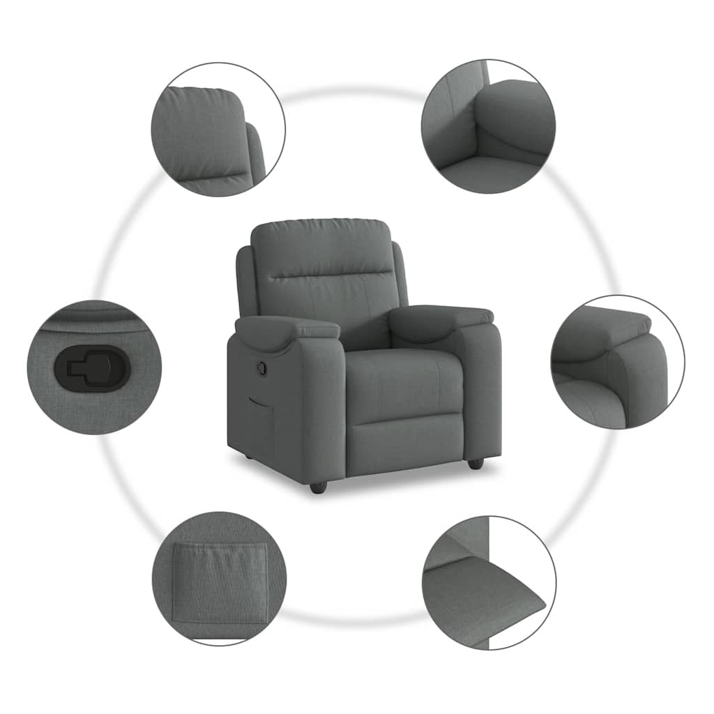 vidaXL Fauteuil de relaxation gris foncé en tissu