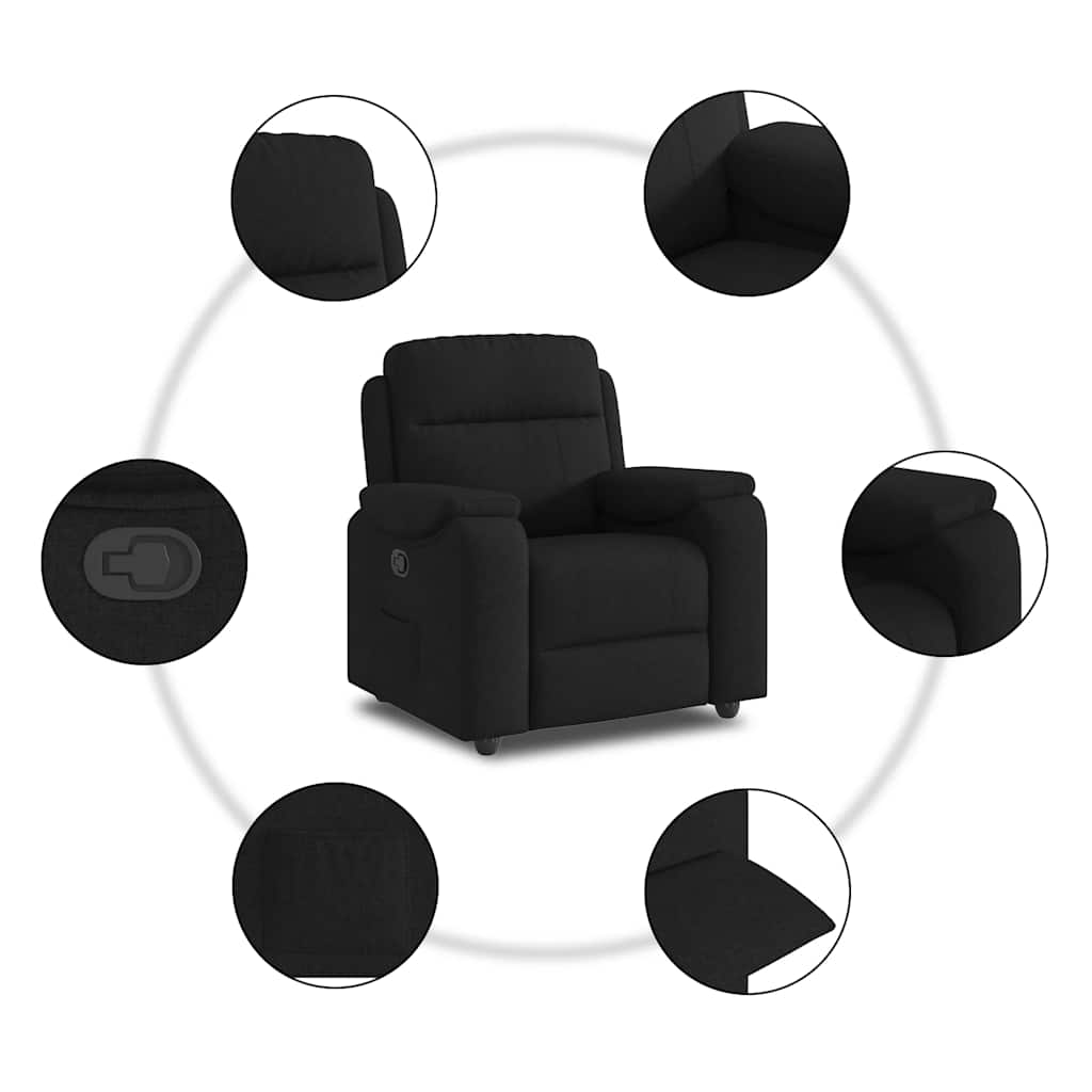 vidaXL Fauteuil de relaxation noir en tissu