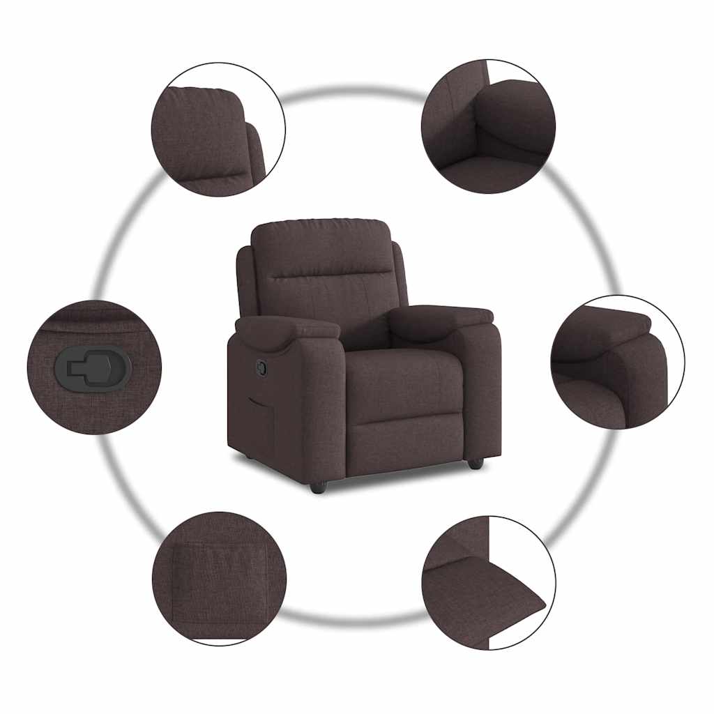 vidaXL Fauteuil relax marron foncé en tissu