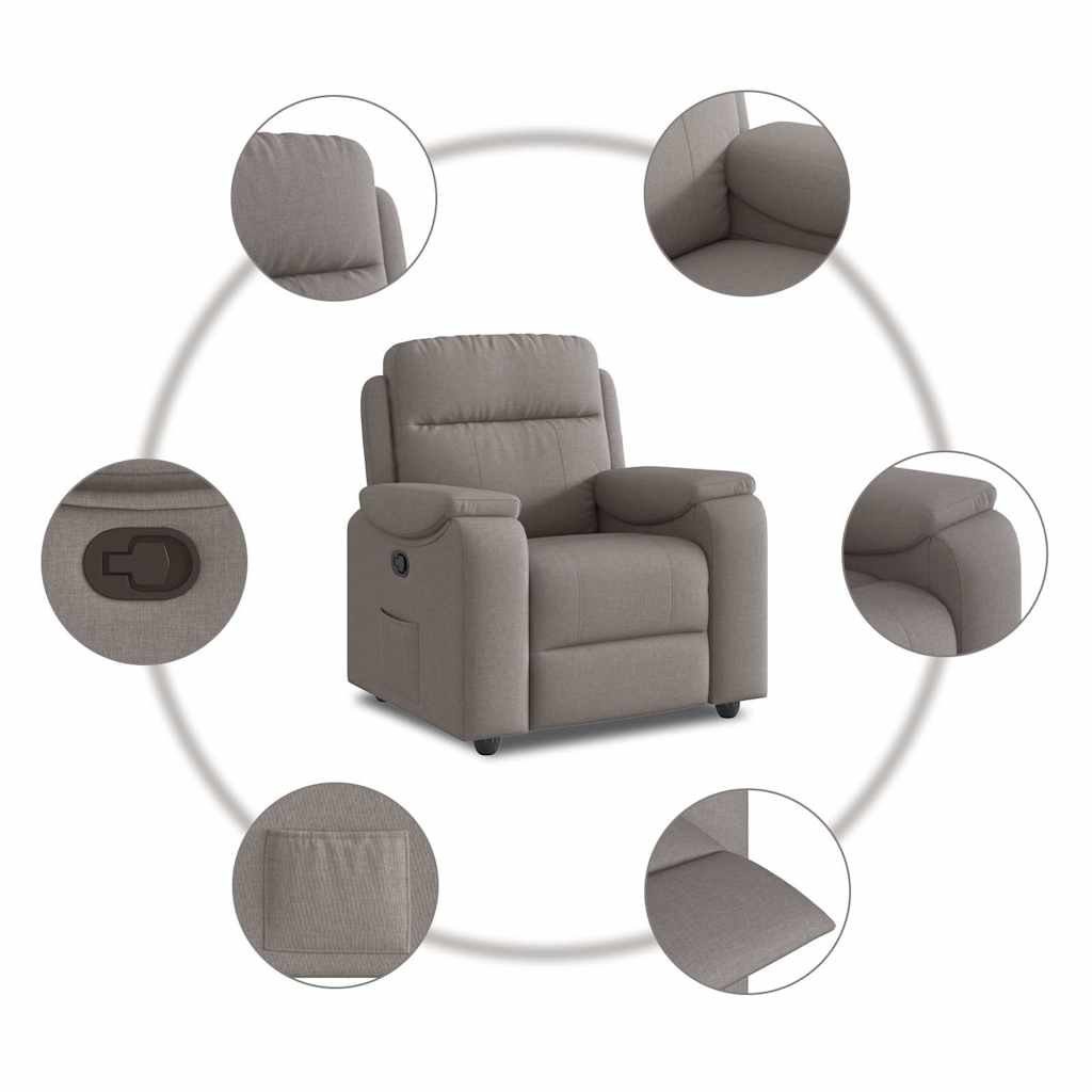 vidaXL Fauteuil relax Taupe Tissu