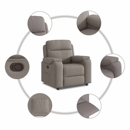 vidaXL Fauteuil relax Taupe Tissu