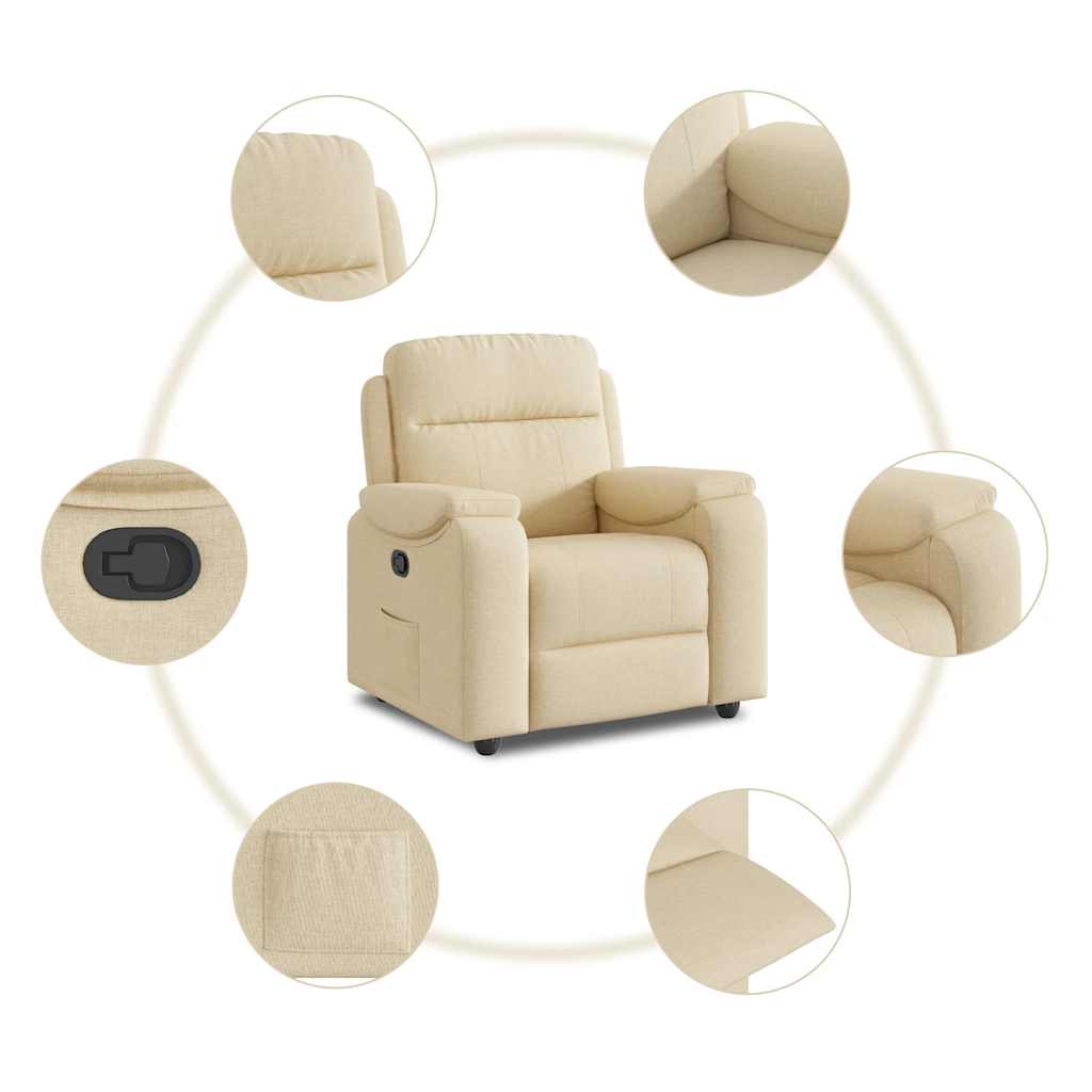vidaXL Fauteuil relax crème tissu