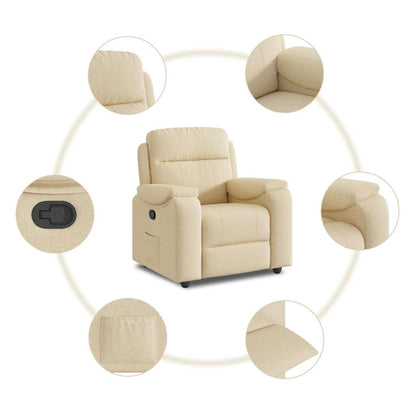 vidaXL Fauteuil relax crème tissu