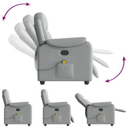 vidaXL Fauteuil de massage gris clair en tissu