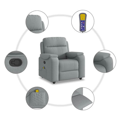 vidaXL Fauteuil de massage gris clair en tissu