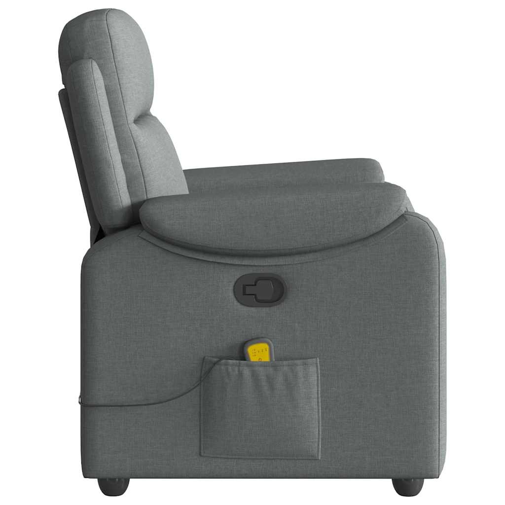 vidaXL Fauteuil de massage gris foncé en tissu