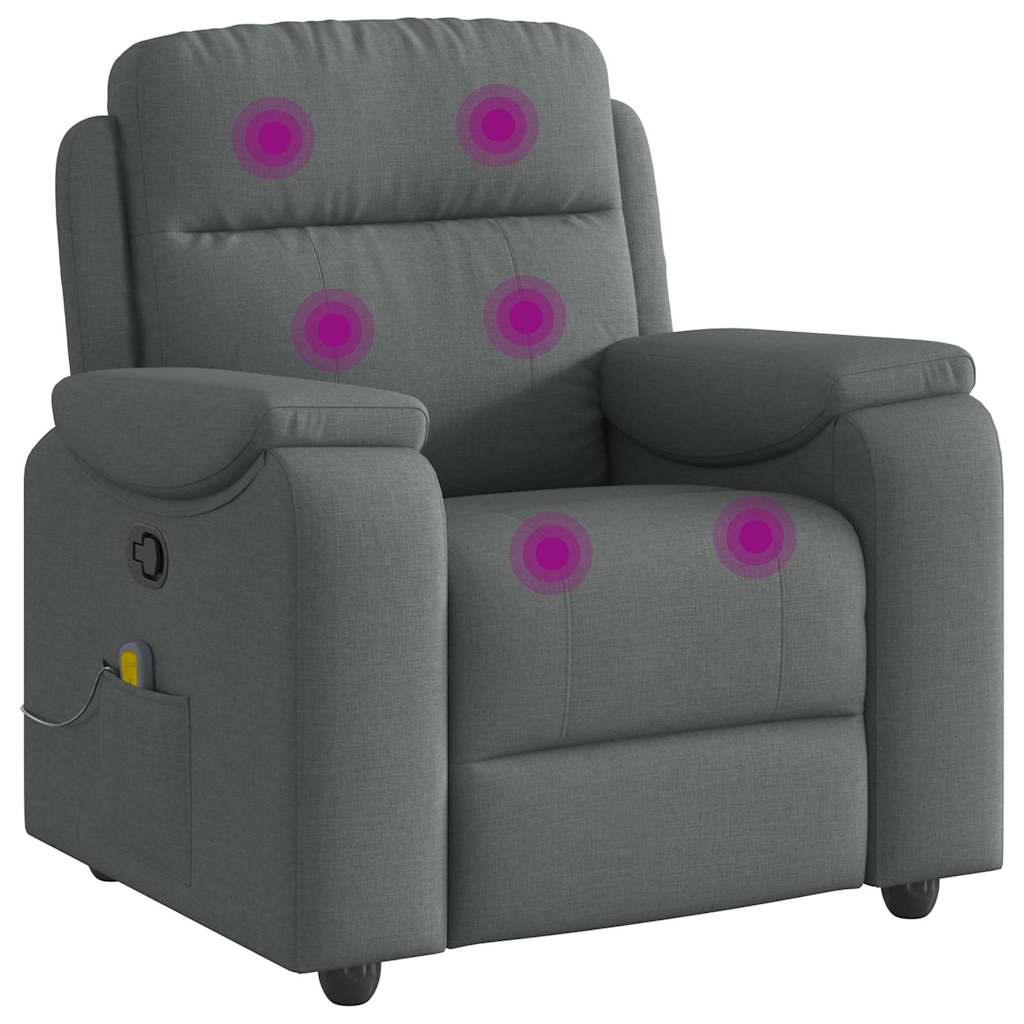 vidaXL Fauteuil de massage gris foncé en tissu