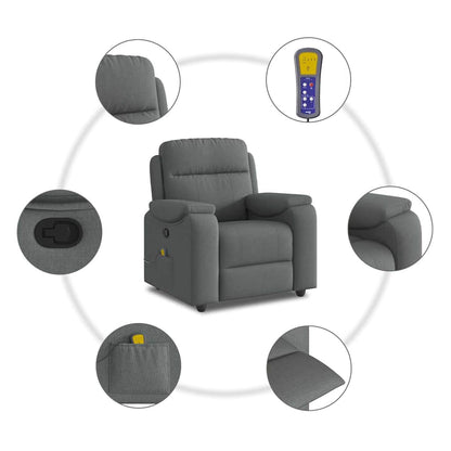 vidaXL Fauteuil de massage gris foncé en tissu