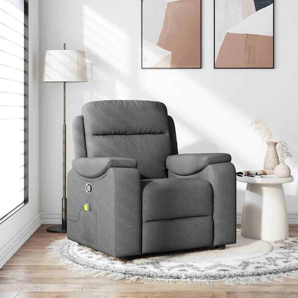 vidaXL Fauteuil de massage gris foncé en tissu