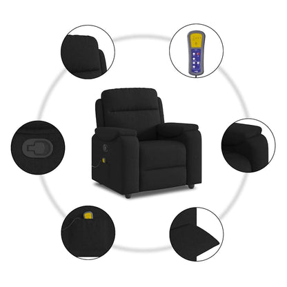 vidaXL Fauteuil de massage en tissu noir