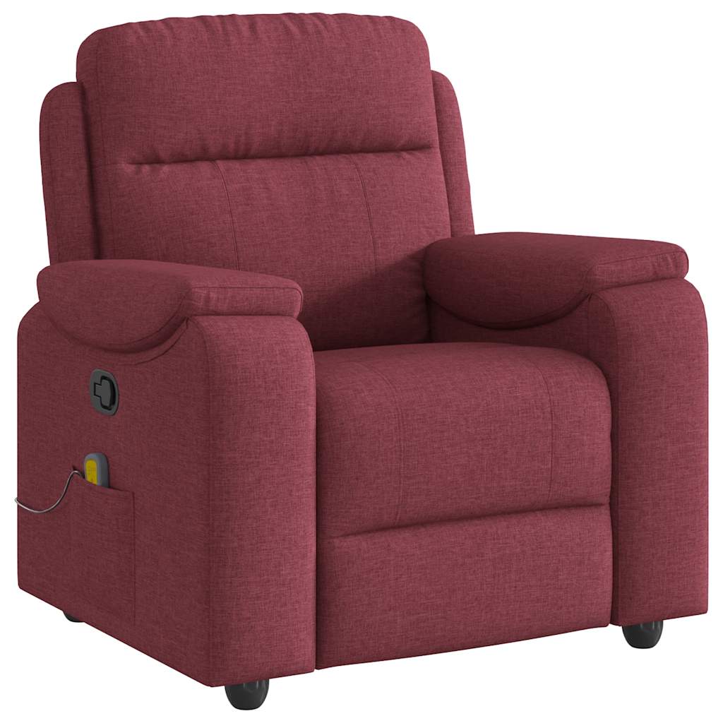 vidaXL Fauteuil de massage rouge bordeaux en tissu