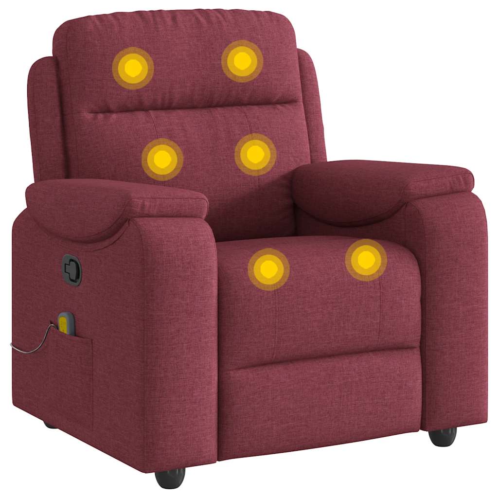 vidaXL Fauteuil de massage rouge bordeaux en tissu
