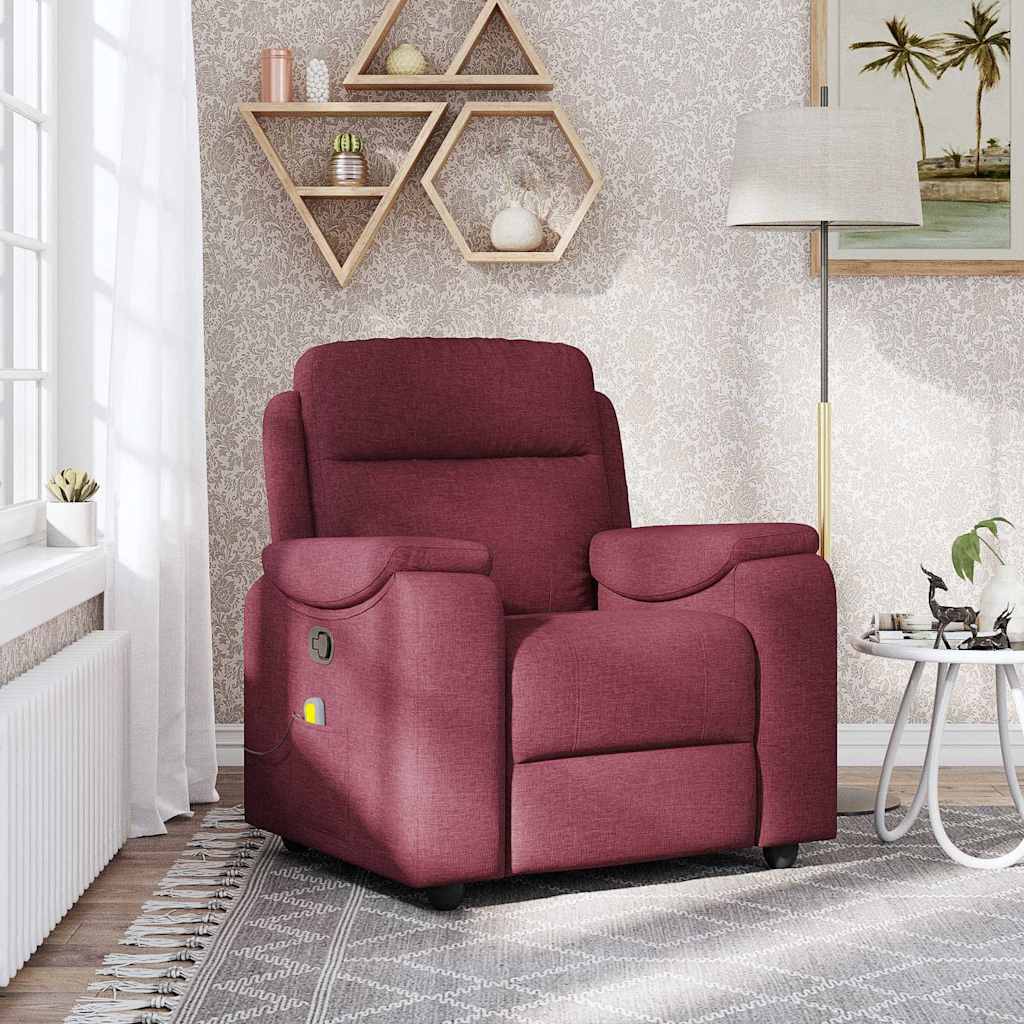 vidaXL Fauteuil de massage rouge bordeaux en tissu