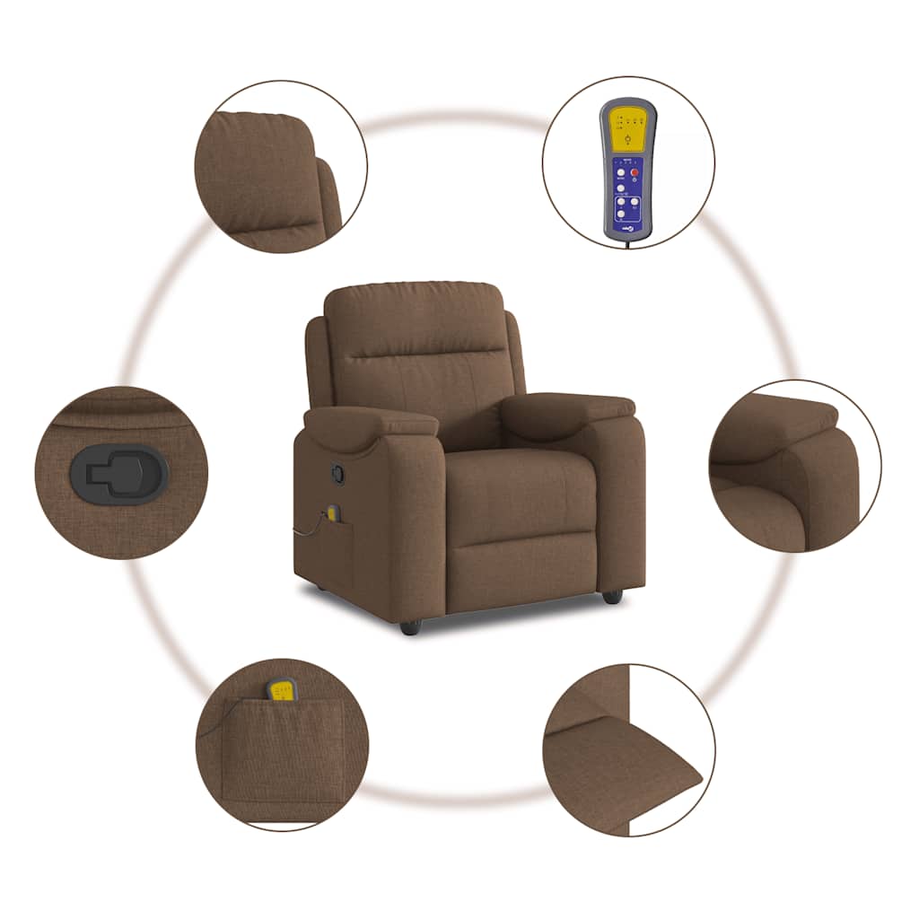 vidaXL Massagesessel Braun Stoff