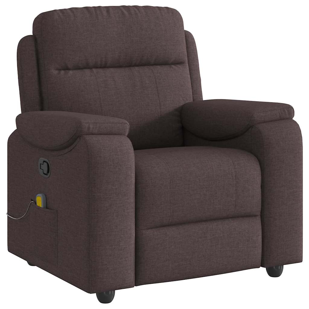 vidaXL Fauteuil de massage Marron foncé Tissu