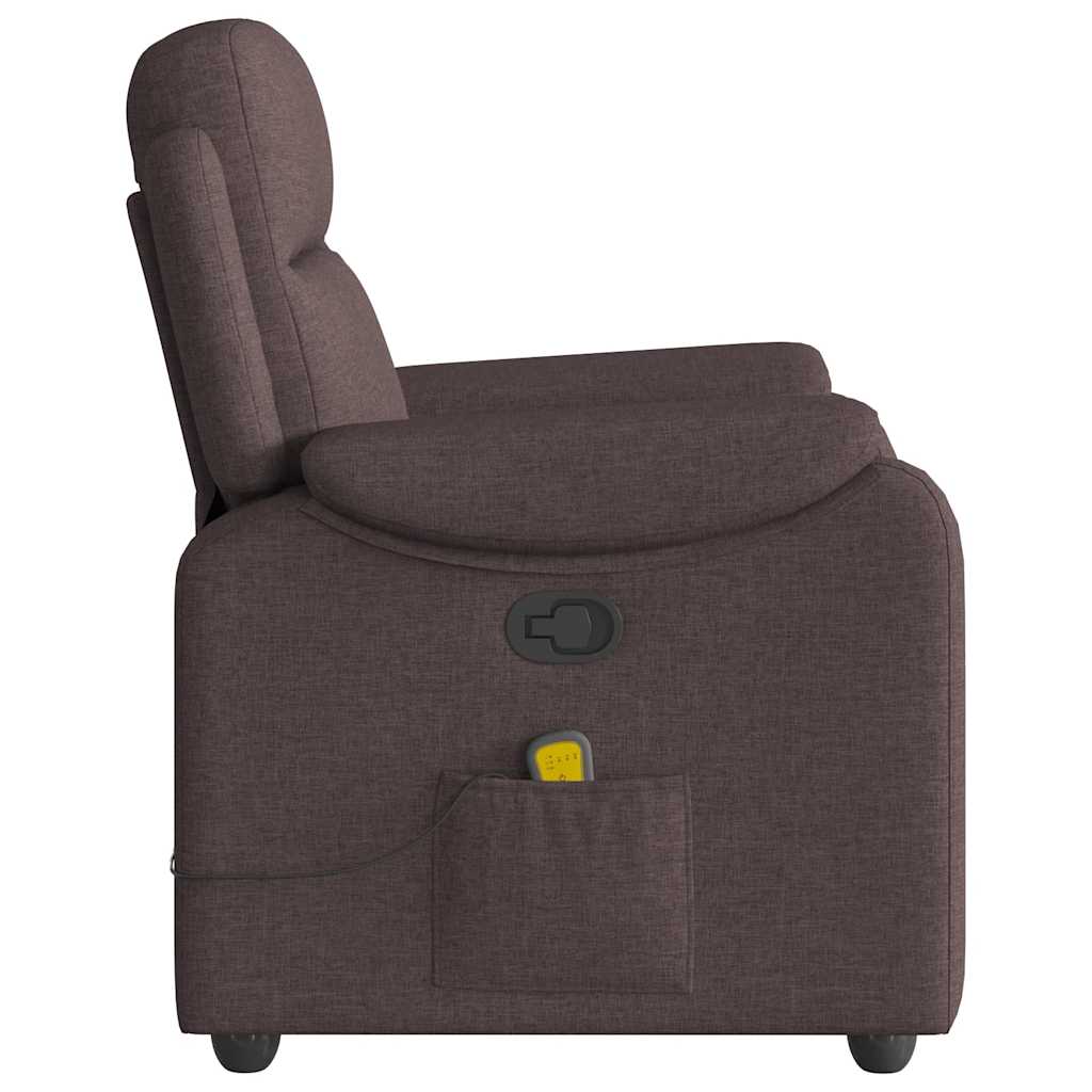 vidaXL Fauteuil de massage Marron foncé Tissu