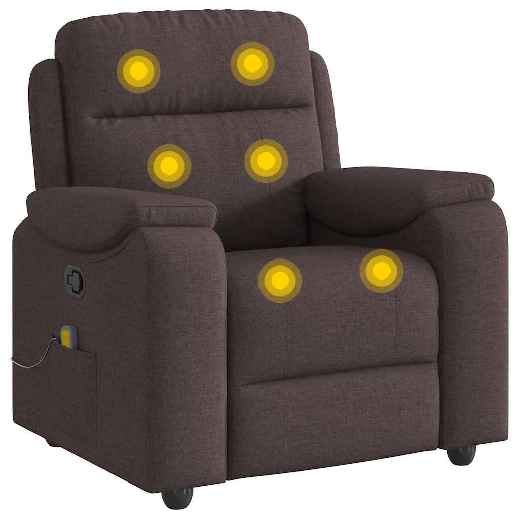 vidaXL Fauteuil de massage Marron foncé Tissu