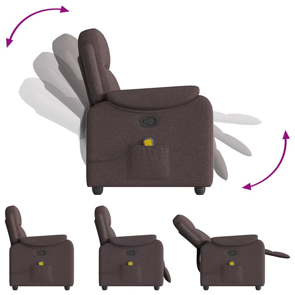 vidaXL Fauteuil de massage Marron foncé Tissu