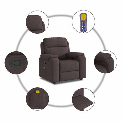 vidaXL Fauteuil de massage Marron foncé Tissu