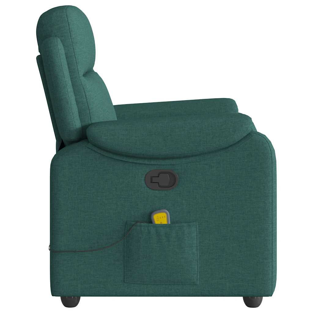 vidaXL Fauteuil de massage tissu vert foncé