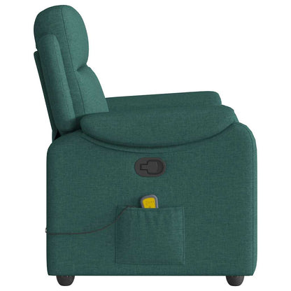 vidaXL Fauteuil de massage tissu vert foncé