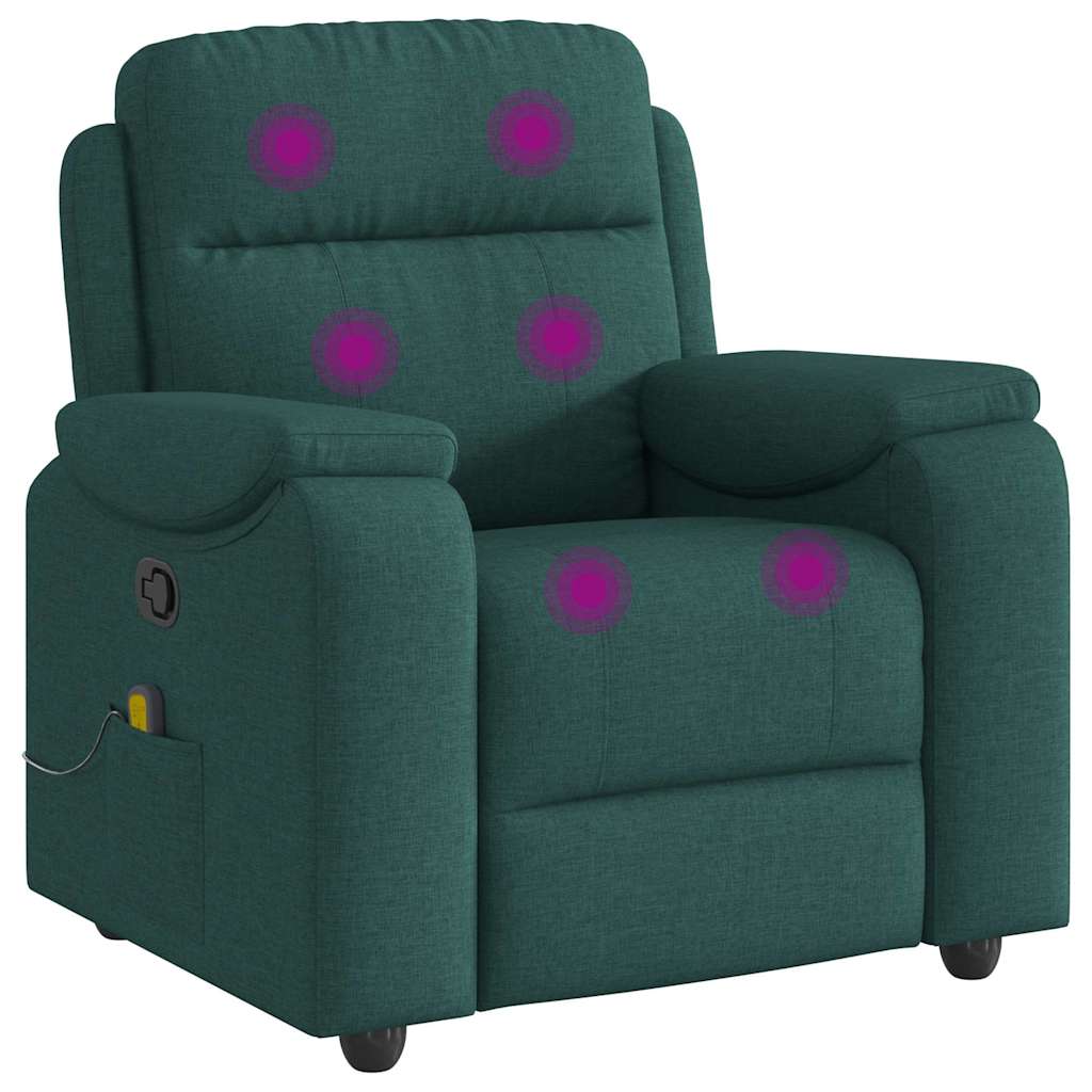 vidaXL Fauteuil de massage tissu vert foncé