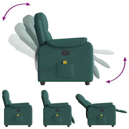 vidaXL Fauteuil de massage tissu vert foncé