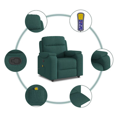 vidaXL Fauteuil de massage tissu vert foncé