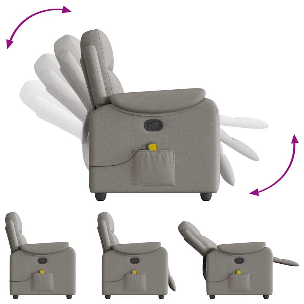 vidaXL Fauteuil de massage taupe en tissu