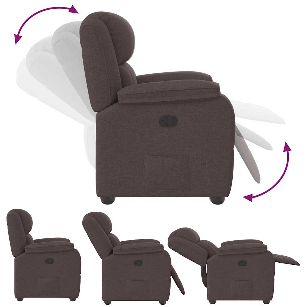 vidaXL Fauteuil relax marron foncé en tissu