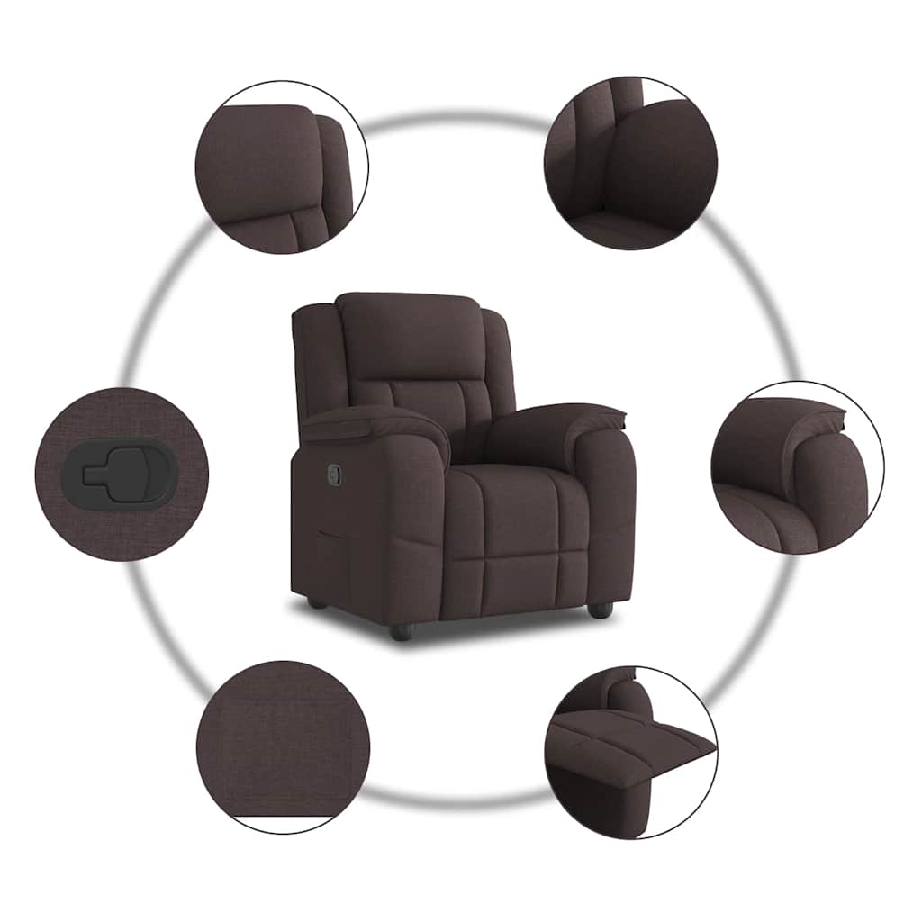 vidaXL Fauteuil relax marron foncé en tissu