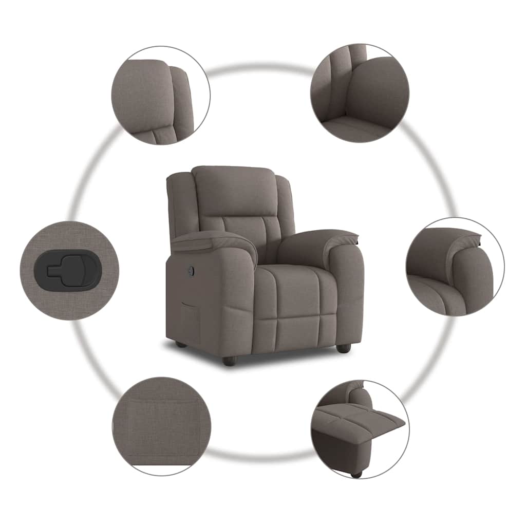 vidaXL Fauteuil relax Taupe Tissu