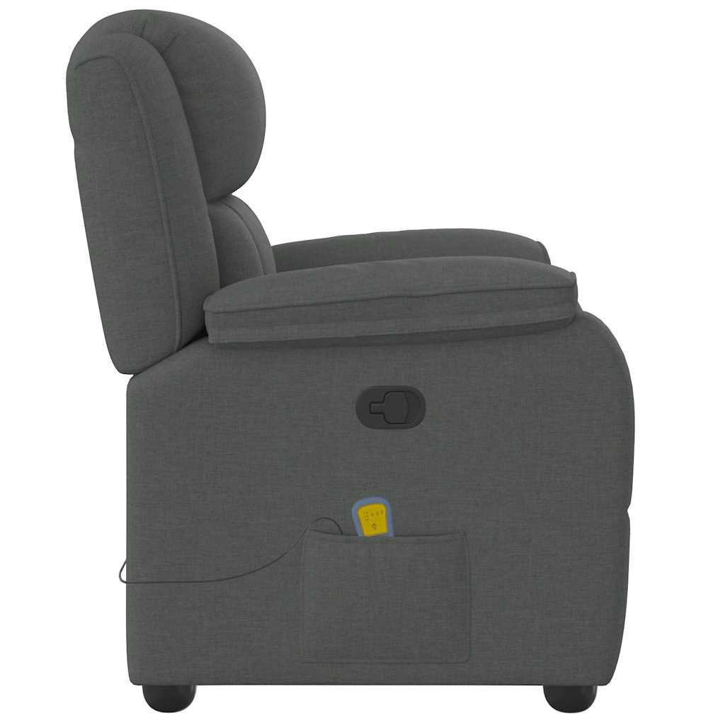 vidaXL Fauteuil de massage gris foncé en tissu