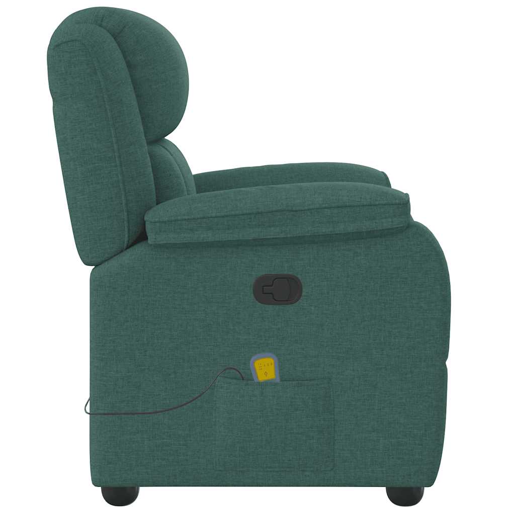 vidaXL Fauteuil de massage tissu vert foncé