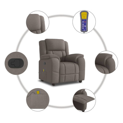 vidaXL Massagesessel Taupe Stoff