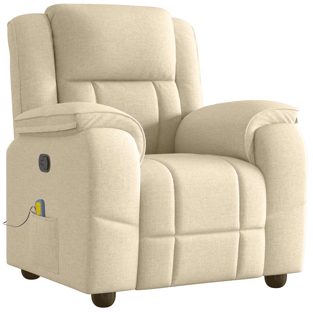 vidaXL Fauteuil de massage crème tissu