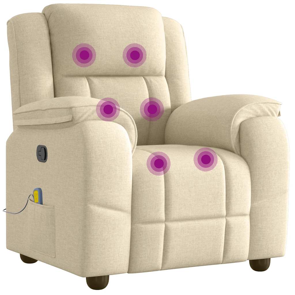 vidaXL Fauteuil de massage crème tissu