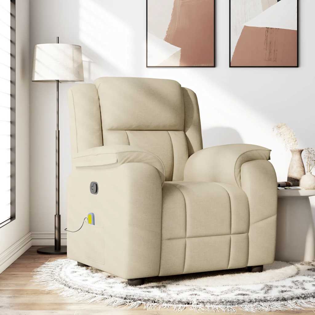 vidaXL Fauteuil de massage crème tissu