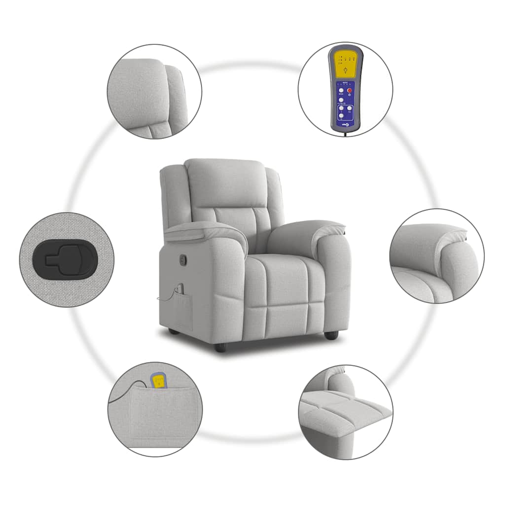 vidaXL Massagesessel Wolkengrau Stoff