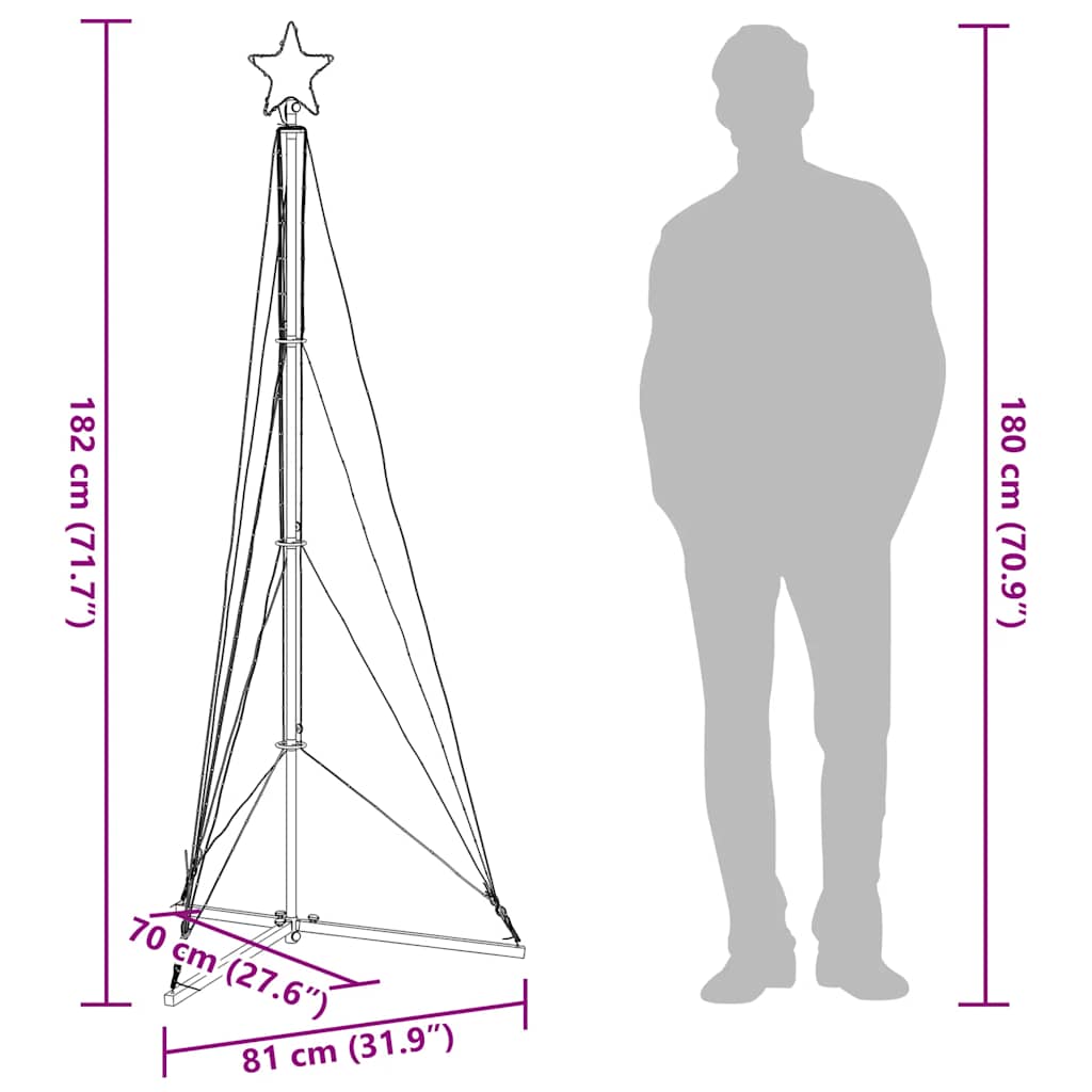 vidaXL Sapin de Noël LED 363 LED Blanc froid 182 cm