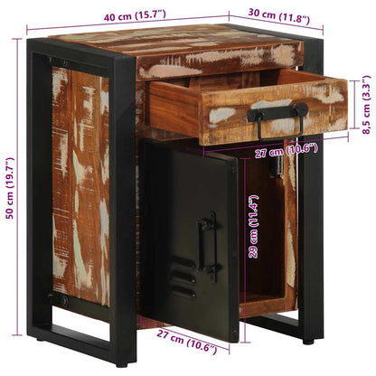 vidaXL Nachttisch Mehrfarbig 40x30x50 cm Altholz Massiv