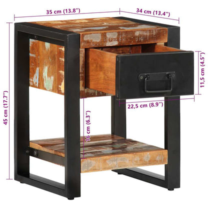 vidaXL Nachttisch Mehrfarbig 35x34x45 cm Altholz Massiv
