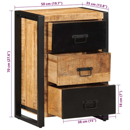 vidaXL Schubladenschrank 50x35x70 cm Raues Massivholz Mango